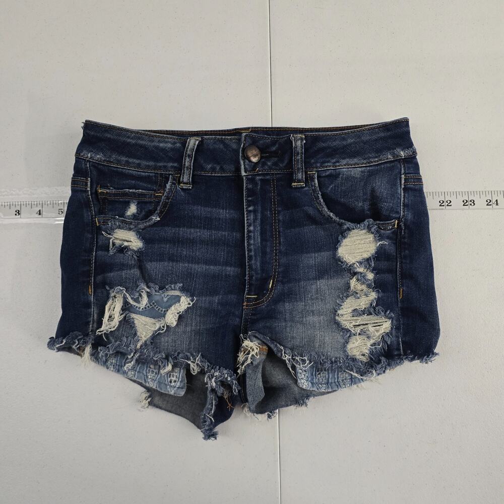 American Eagle Super stretch hi-rise shortie blue 8 womens denim 6567
